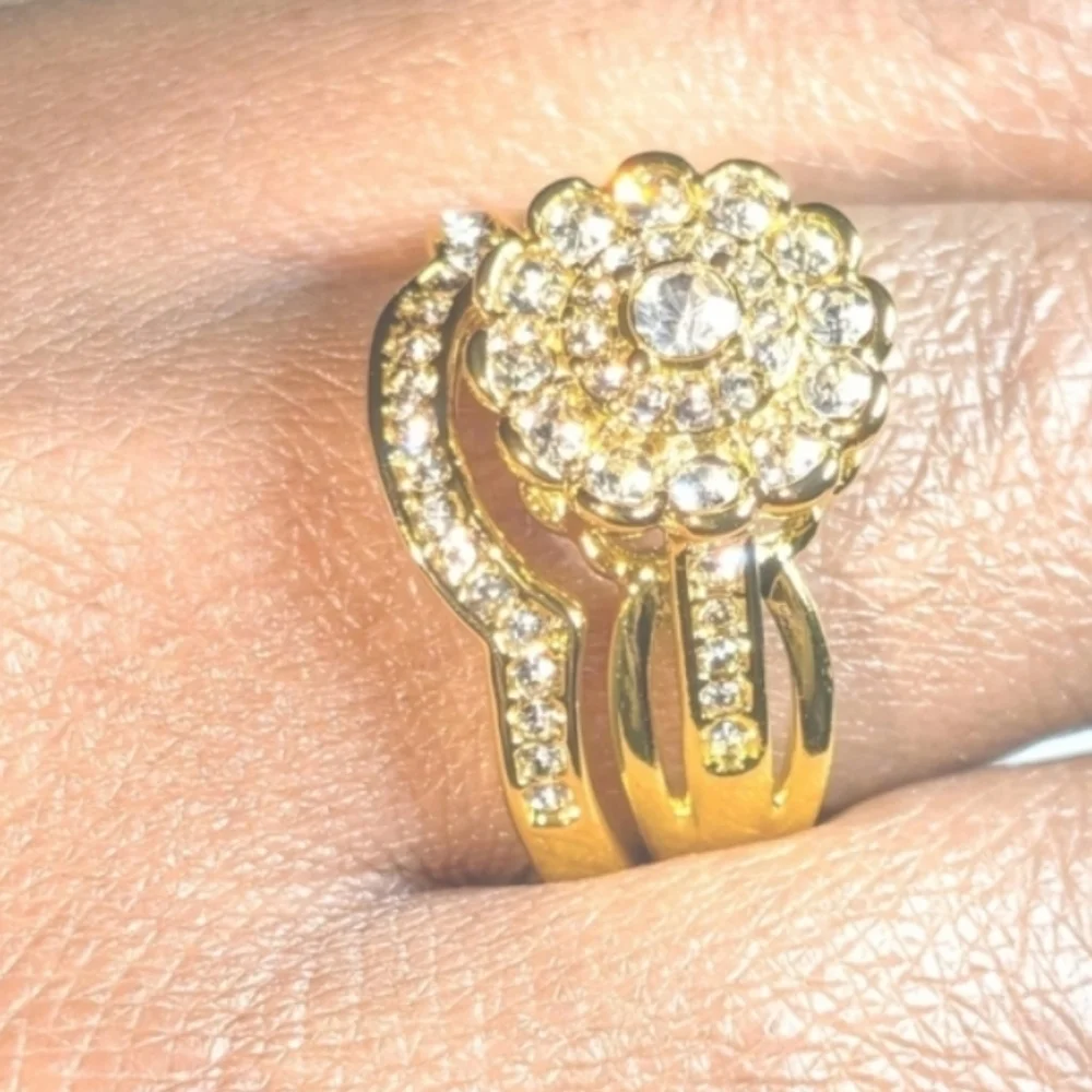 Womens 5ct Round Cut Lab Created Diamond Flower Shaped Wedding Ring Set Sz9